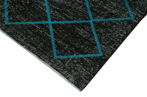 Geometric Carpet Siyah Geometrik Pamuk Yün El Dokuma Halısı 141x373 Agacan