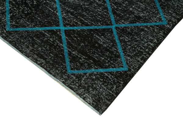 Geometric Carpet Siyah Geometrik Pamuk Yün El Dokuma Halısı 141x373 Agacan