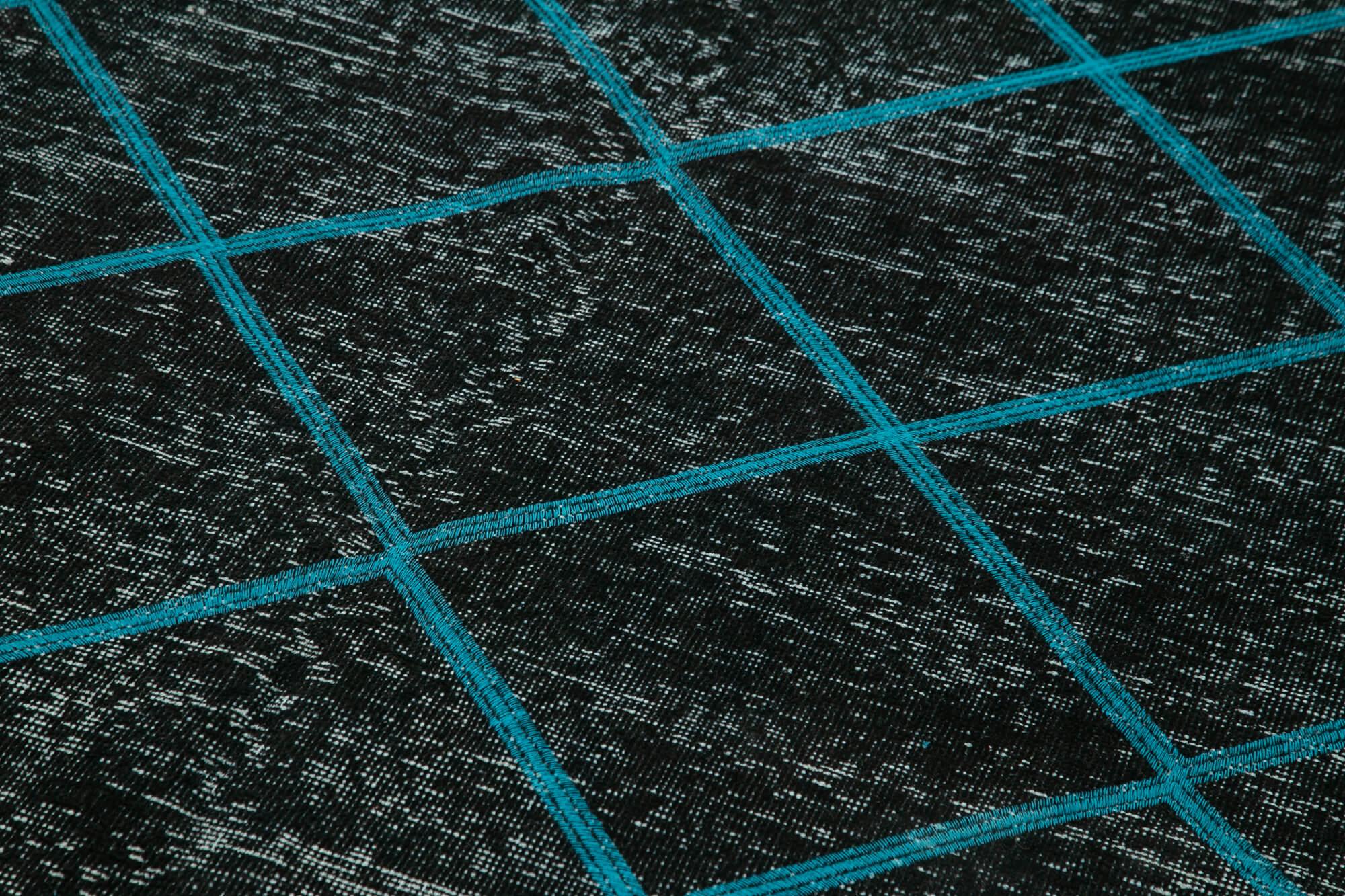 Geometric Carpet Siyah Geometrik Pamuk Yün El Dokuma Halısı 141x373 Agacan