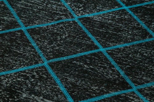 Geometric Carpet Siyah Geometrik Pamuk Yün El Dokuma Halısı 141x373 Agacan