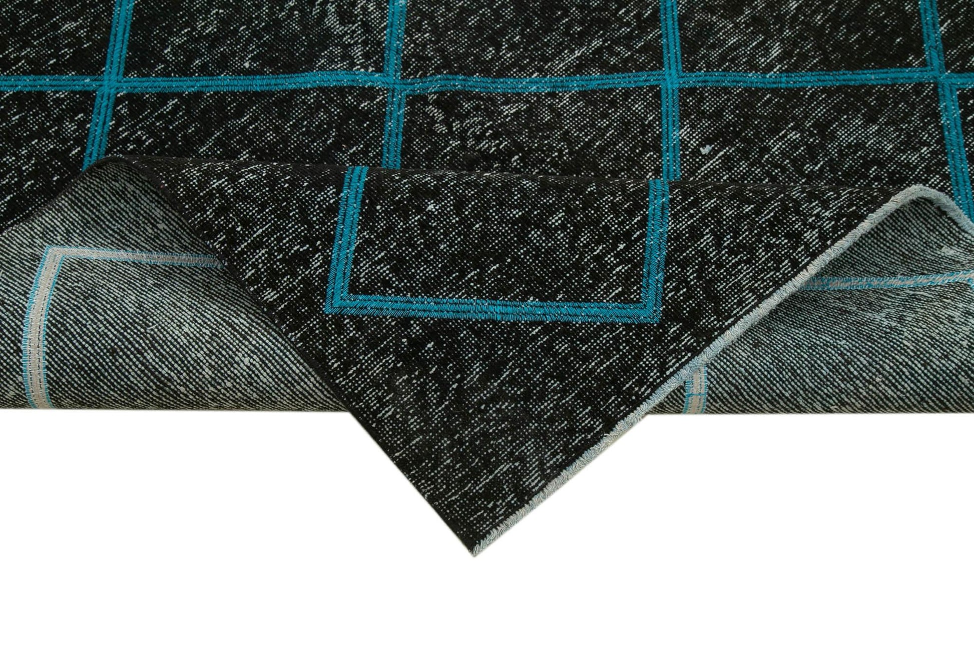 Geometric Carpet Siyah Geometrik Pamuk Yün El Dokuma Halısı 141x373 Agacan