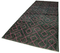 Geometric Carpet Siyah Geometrik Pamuk Yün El Dokuma Halısı 147x400 Agacan