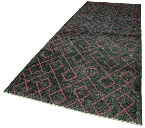 Geometric Carpet Siyah Geometrik Pamuk Yün El Dokuma Halısı 147x400 Agacan