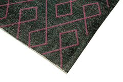 Geometric Carpet Siyah Geometrik Pamuk Yün El Dokuma Halısı 147x400 Agacan