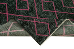 Geometric Carpet Siyah Geometrik Pamuk Yün El Dokuma Halısı 147x400 Agacan