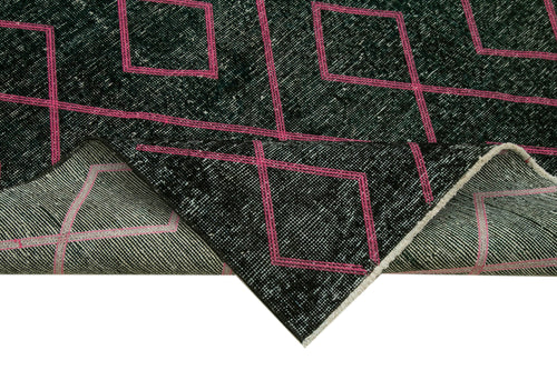 Geometric Carpet Siyah Geometrik Pamuk Yün El Dokuma Halısı 147x400 Agacan