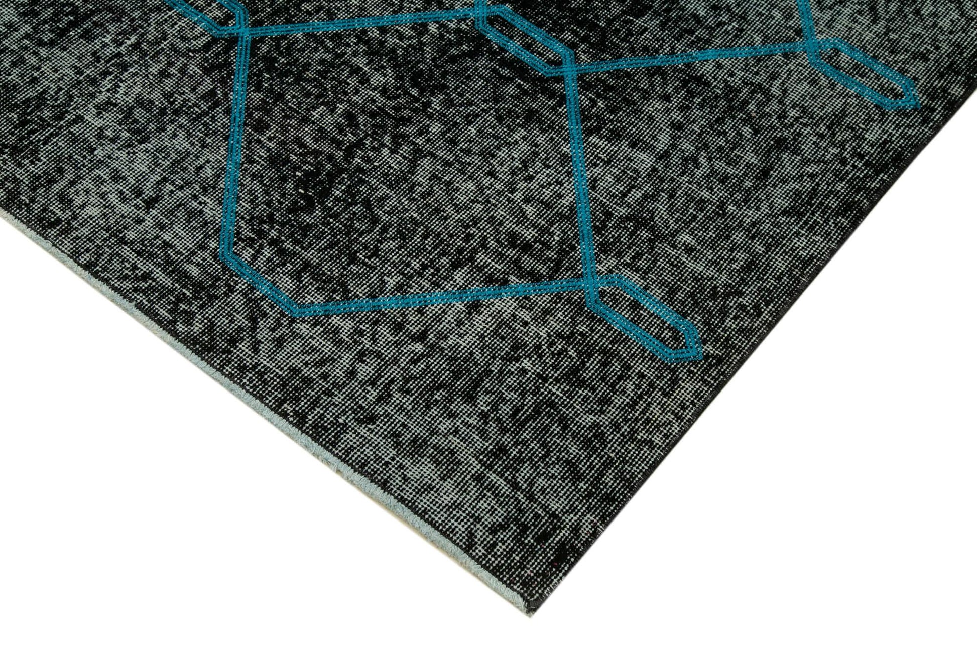 Geometric Carpet Siyah Geometrik Pamuk Yün El Dokuma Halısı 145x385 Agacan