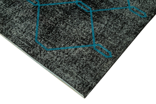 Geometric Carpet Siyah Geometrik Pamuk Yün El Dokuma Halısı 145x385 Agacan