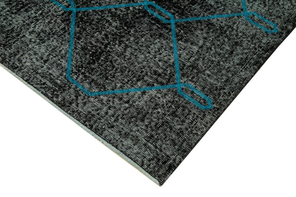 Geometric Carpet Siyah Geometrik Pamuk Yün El Dokuma Halısı 145x385 Agacan
