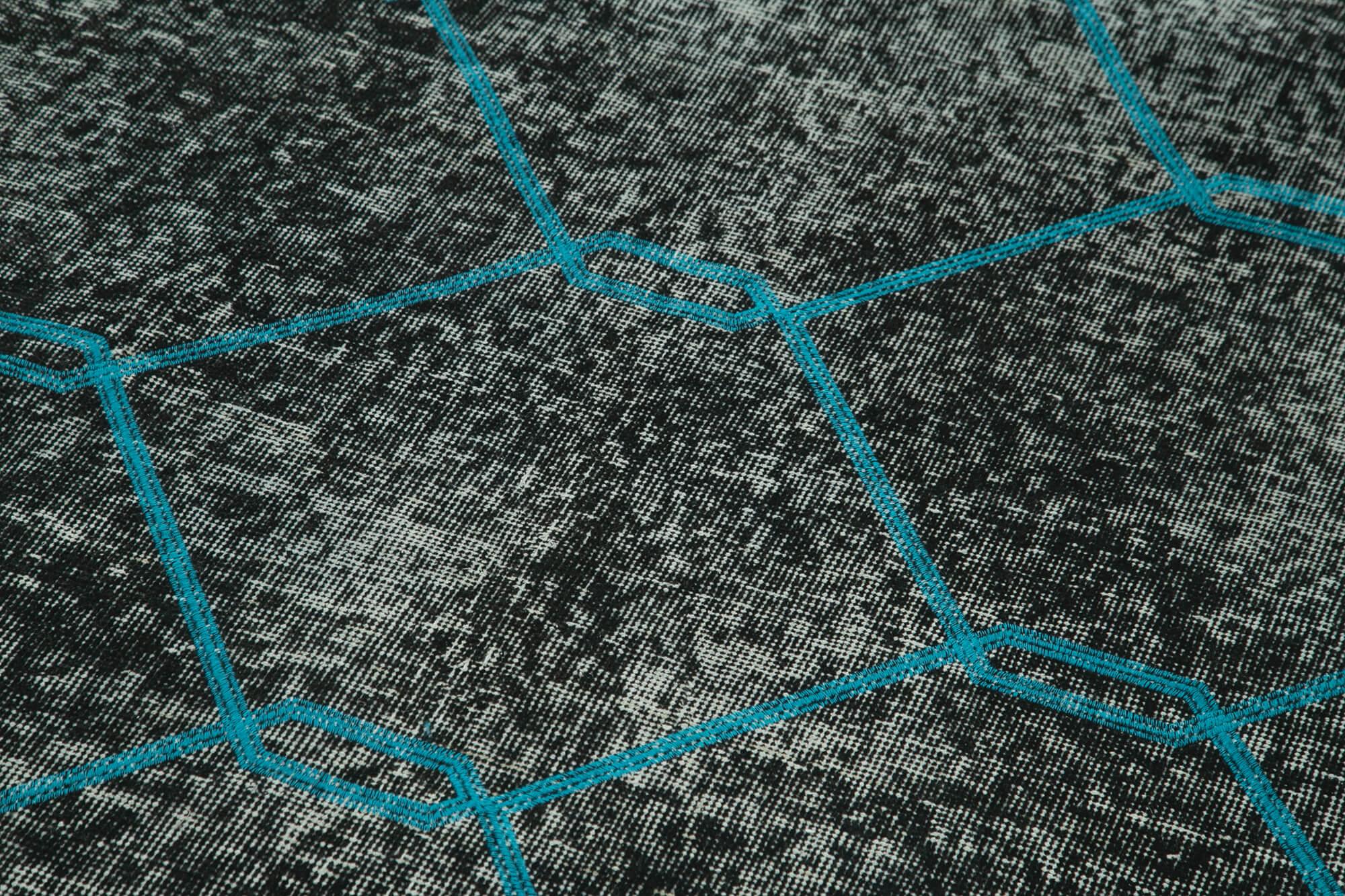 Geometric Carpet Siyah Geometrik Pamuk Yün El Dokuma Halısı 145x385 Agacan