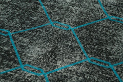 Geometric Carpet Siyah Geometrik Pamuk Yün El Dokuma Halısı 145x385 Agacan