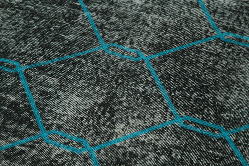 Geometric Carpet Siyah Geometrik Pamuk Yün El Dokuma Halısı 145x385 Agacan