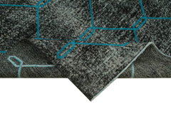 Geometric Carpet Siyah Geometrik Pamuk Yün El Dokuma Halısı 145x385 Agacan