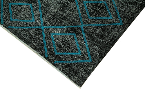 Geometric Carpet Siyah Geometrik Pamuk Yün El Dokuma Halısı 145x357 Agacan