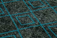 Geometric Carpet Siyah Geometrik Pamuk Yün El Dokuma Halısı 145x357 Agacan