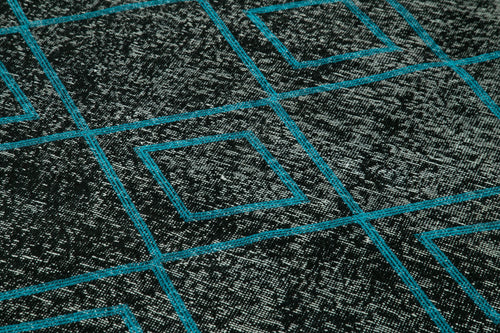 Geometric Carpet Siyah Geometrik Pamuk Yün El Dokuma Halısı 145x357 Agacan