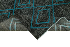 Geometric Carpet Siyah Geometrik Pamuk Yün El Dokuma Halısı 145x357 Agacan