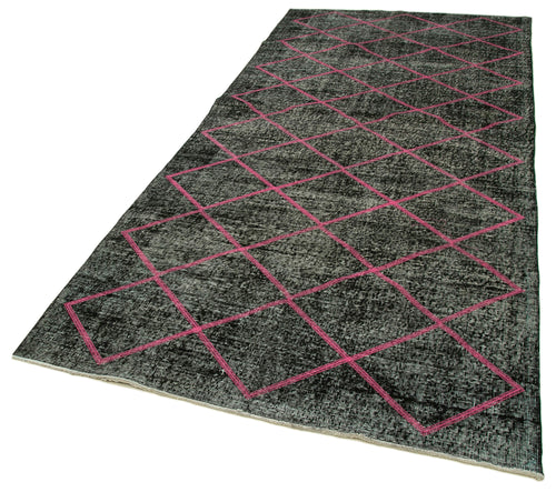 Geometric Carpet Siyah Geometrik Pamuk Yün El Dokuma Halısı 140x330 Agacan