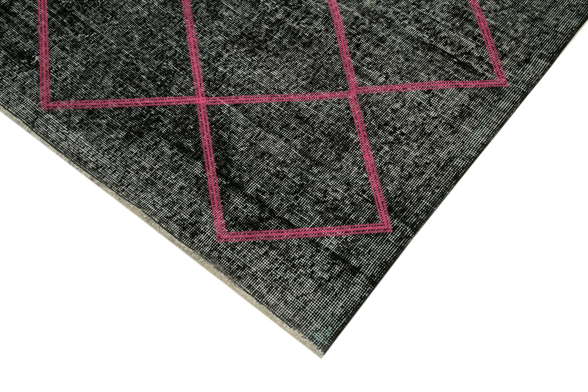 Geometric Carpet Siyah Geometrik Pamuk Yün El Dokuma Halısı 140x330 Agacan