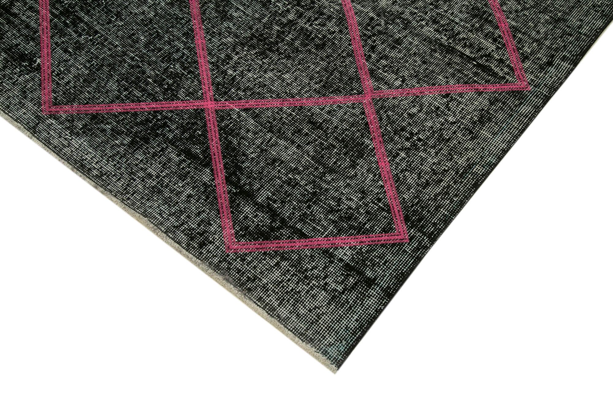 Geometric Carpet Siyah Geometrik Pamuk Yün El Dokuma Halısı 140x330 Agacan