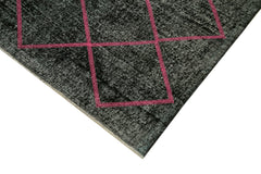 Geometric Carpet Siyah Geometrik Pamuk Yün El Dokuma Halısı 140x330 Agacan