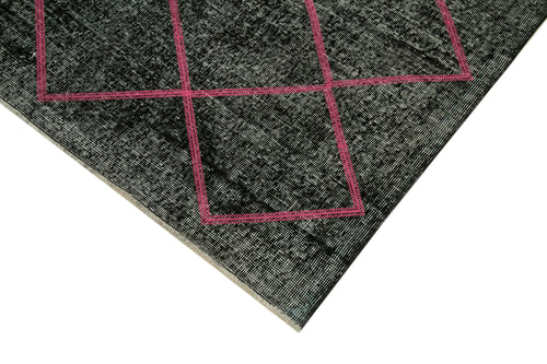 Geometric Carpet Siyah Geometrik Pamuk Yün El Dokuma Halısı 140x330 Agacan