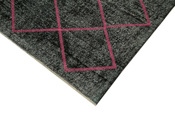 Geometric Carpet Siyah Geometrik Pamuk Yün El Dokuma Halısı 140x330 Agacan