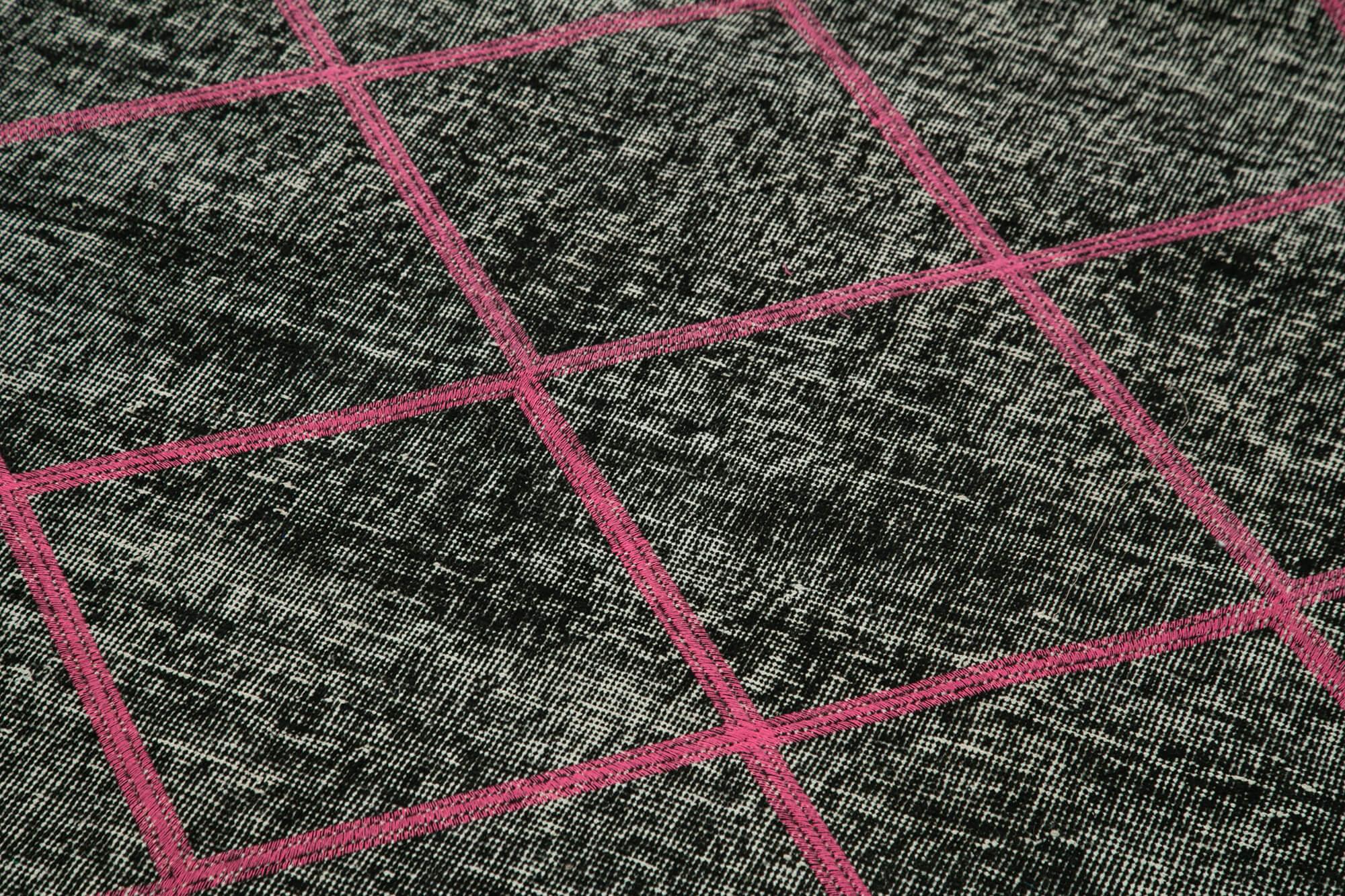 Geometric Carpet Siyah Geometrik Pamuk Yün El Dokuma Halısı 140x330 Agacan