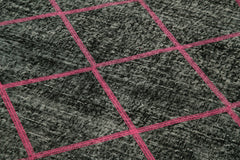 Geometric Carpet Siyah Geometrik Pamuk Yün El Dokuma Halısı 140x330 Agacan