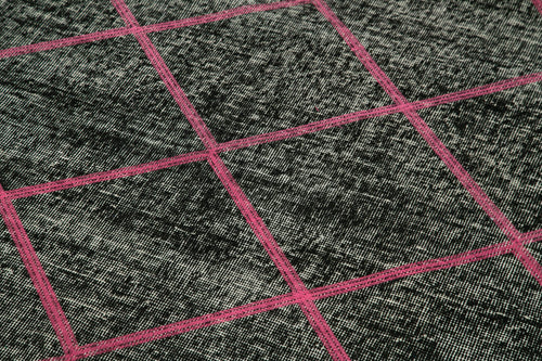 Geometric Carpet Siyah Geometrik Pamuk Yün El Dokuma Halısı 140x330 Agacan
