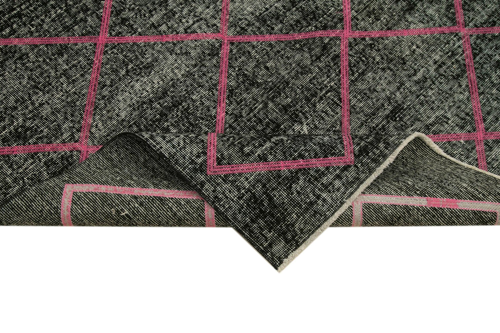 Geometric Carpet Siyah Geometrik Pamuk Yün El Dokuma Halısı 140x330 Agacan