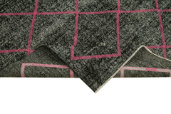 Geometric Carpet Siyah Geometrik Pamuk Yün El Dokuma Halısı 140x330 Agacan