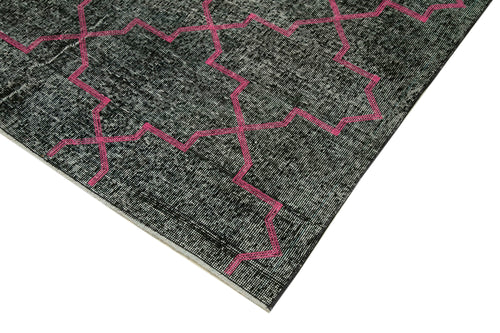 Geometric Carpet Siyah Geometrik Pamuk Yün El Dokuma Halısı 146x388 Agacan