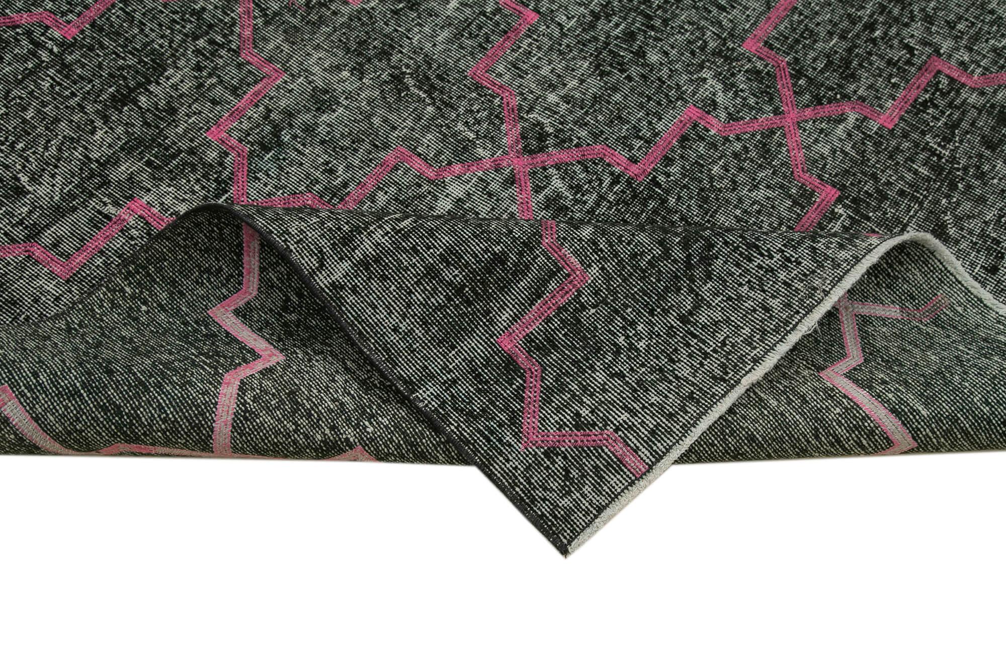 Geometric Carpet Siyah Geometrik Pamuk Yün El Dokuma Halısı 146x388 Agacan