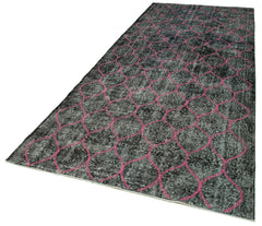 Geometric Carpet Siyah Geometrik Pamuk Yün El Dokuma Halısı 146x352 Agacan