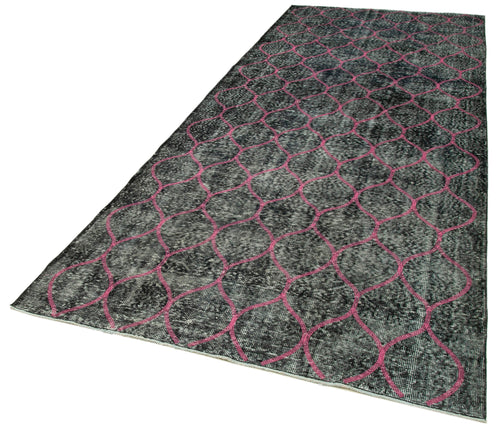 Geometric Carpet Siyah Geometrik Pamuk Yün El Dokuma Halısı 146x352 Agacan