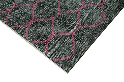 Geometric Carpet Siyah Geometrik Pamuk Yün El Dokuma Halısı 146x352 Agacan