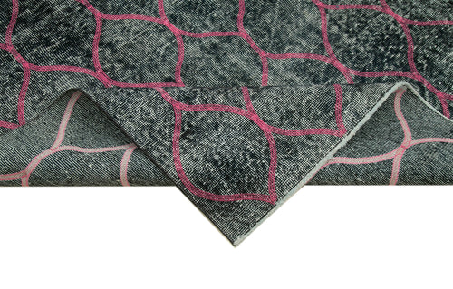 Geometric Carpet Siyah Geometrik Pamuk Yün El Dokuma Halısı 146x352 Agacan