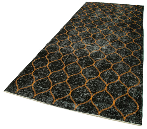 Geometric Carpet Siyah Geometrik Pamuk Yün El Dokuma Halısı 144x364 Agacan