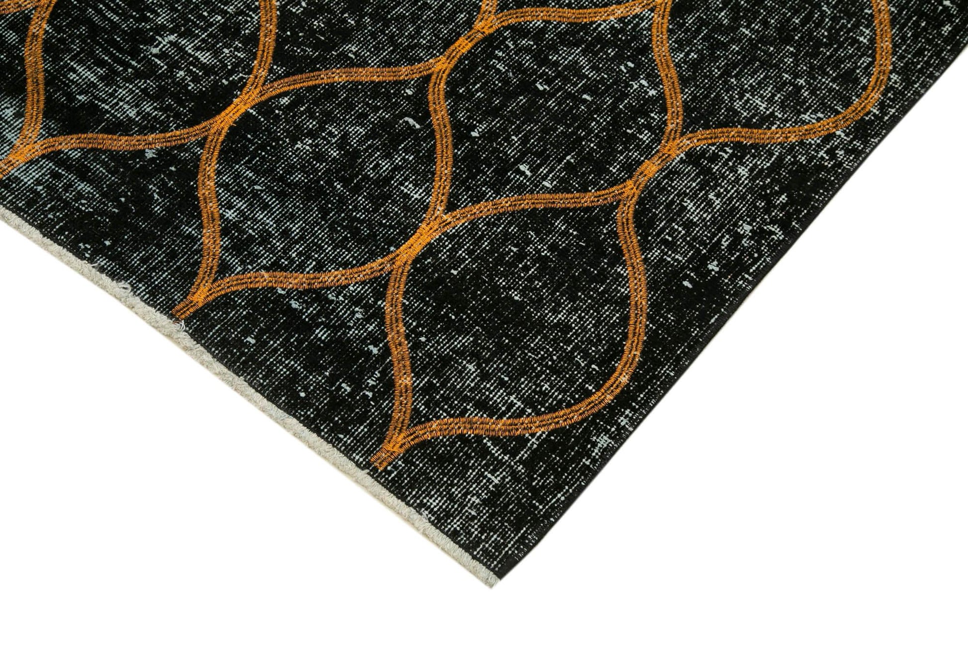 Geometric Carpet Siyah Geometrik Pamuk Yün El Dokuma Halısı 144x364 Agacan