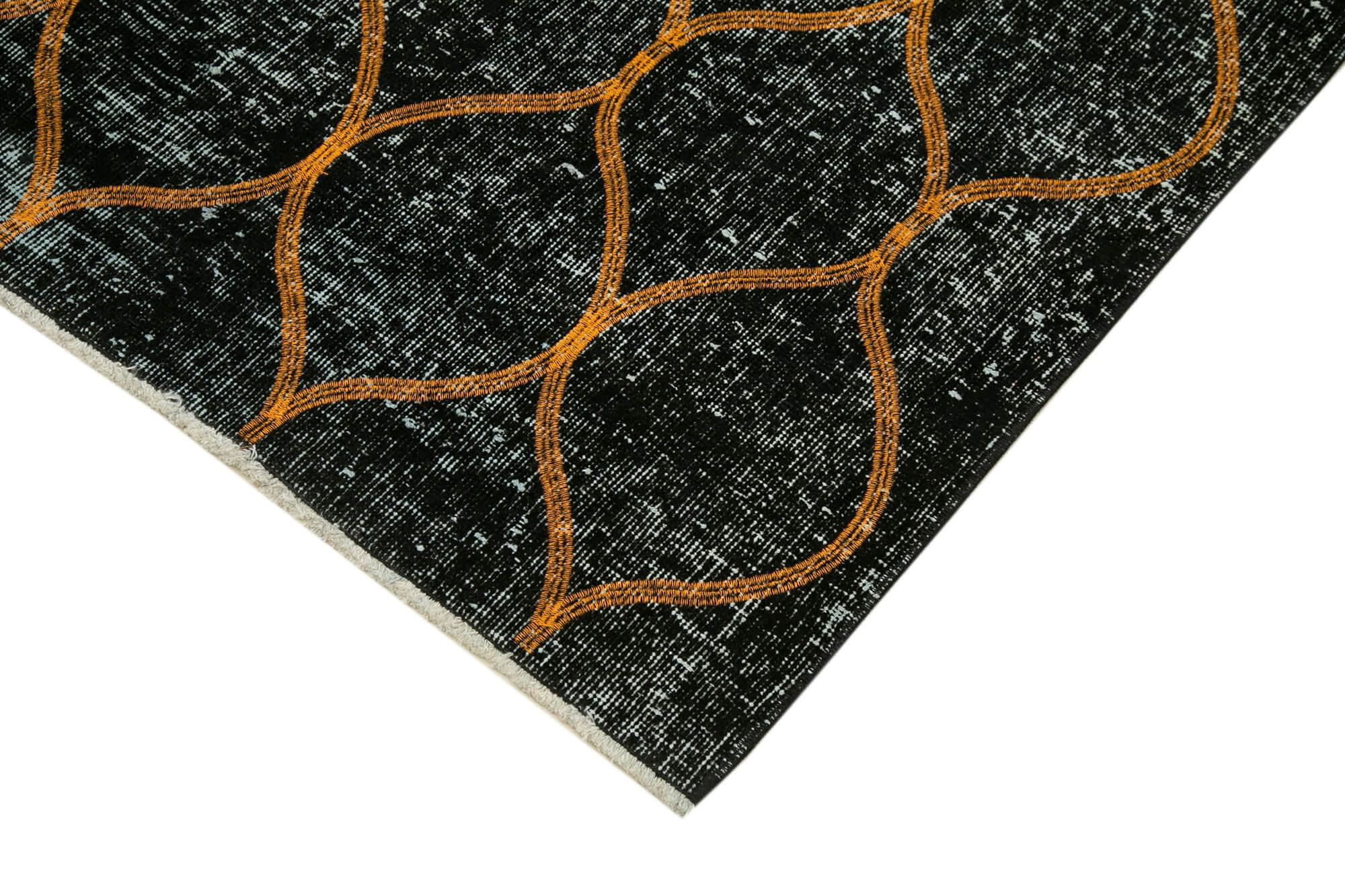 Geometric Carpet Siyah Geometrik Pamuk Yün El Dokuma Halısı 144x364 Agacan