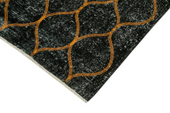 Geometric Carpet Siyah Geometrik Pamuk Yün El Dokuma Halısı 144x364 Agacan