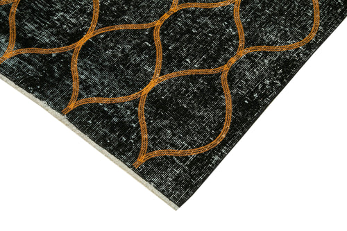 Geometric Carpet Siyah Geometrik Pamuk Yün El Dokuma Halısı 144x364 Agacan