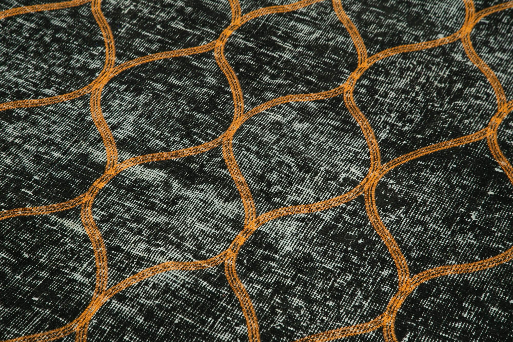 Geometric Carpet Siyah Geometrik Pamuk Yün El Dokuma Halısı 144x364 Agacan