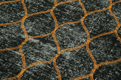 Geometric Carpet Siyah Geometrik Pamuk Yün El Dokuma Halısı 144x364 Agacan