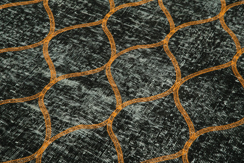 Geometric Carpet Siyah Geometrik Pamuk Yün El Dokuma Halısı 144x364 Agacan