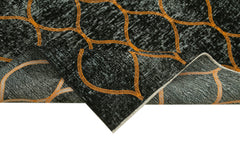 Geometric Carpet Siyah Geometrik Pamuk Yün El Dokuma Halısı 144x364 Agacan