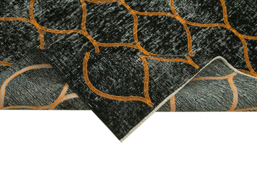 Geometric Carpet Siyah Geometrik Pamuk Yün El Dokuma Halısı 144x364 Agacan