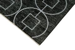 Geometric Carpet Siyah Geometrik Pamuk Yün El Dokuma Halısı 137x390 Agacan