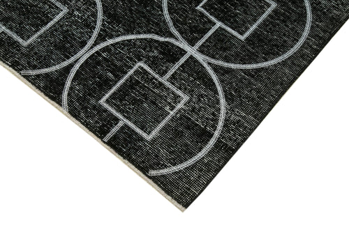 Geometric Carpet Siyah Geometrik Pamuk Yün El Dokuma Halısı 137x390 Agacan